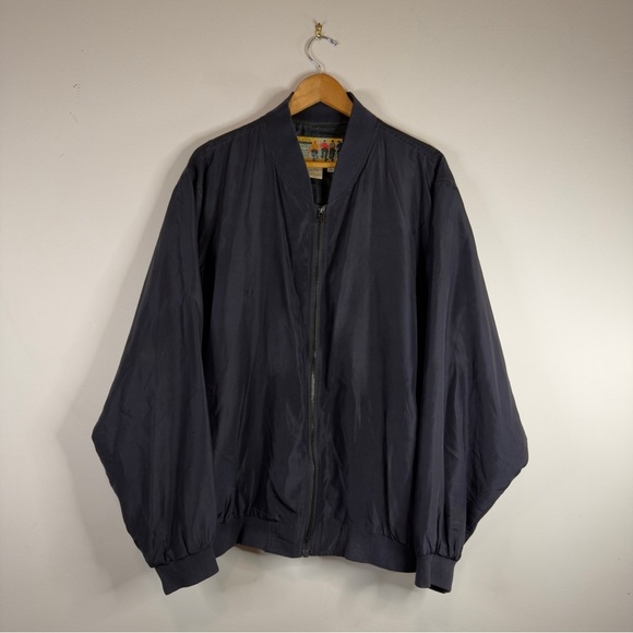 atlantic beach Other - Atlantic Beach Vintage 100% Silk Bomber Jacket Navy Blue XL Men’s Unisex